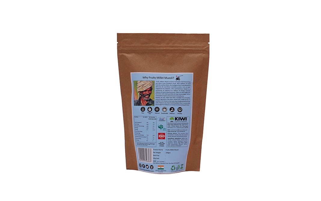 Kiwi Kisan Window Breakfast Cereal Fruity Millet Muesli   Pack  300 grams